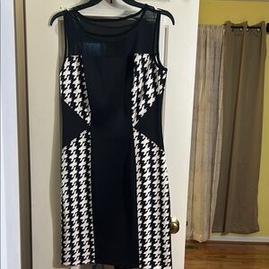 Elegant Black and White Houndstooth Dress